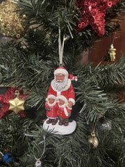 Black Santa Magic Christmas Holiday Ornament ~ Black Santa with Boy and Girl ~ Can be Used as a Figurine or Hanging Ornament